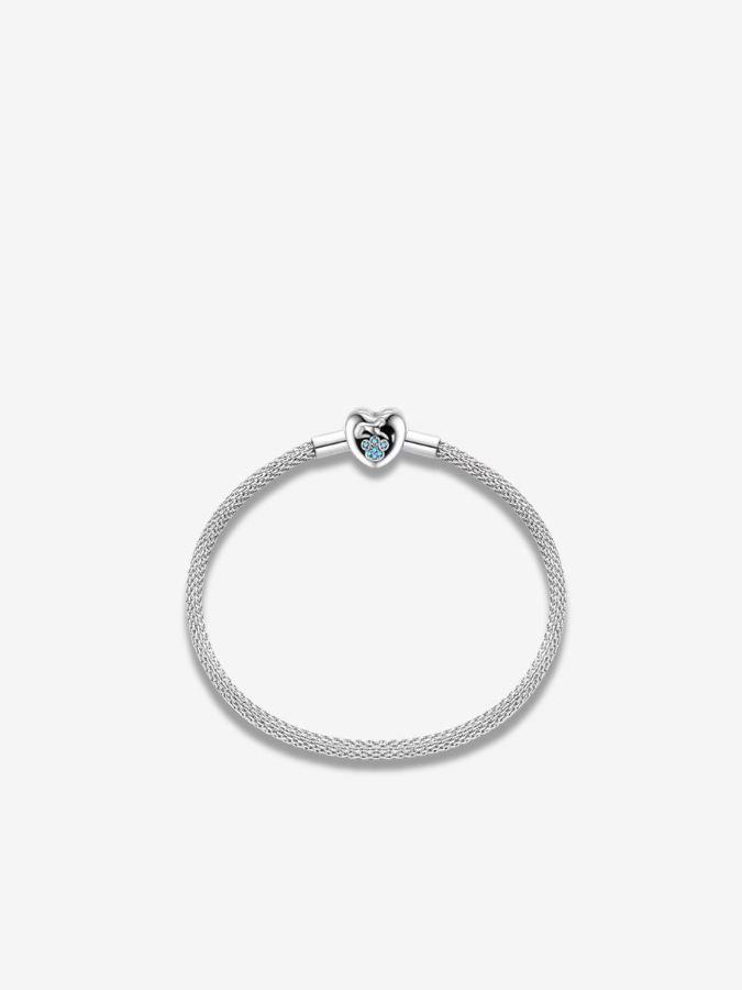 Open Heart Blue Stone Mesh Bracelet