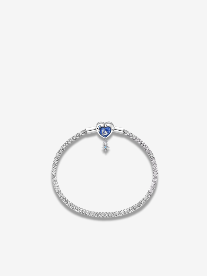 Moonlit Heart Dangle Mesh Bracelet