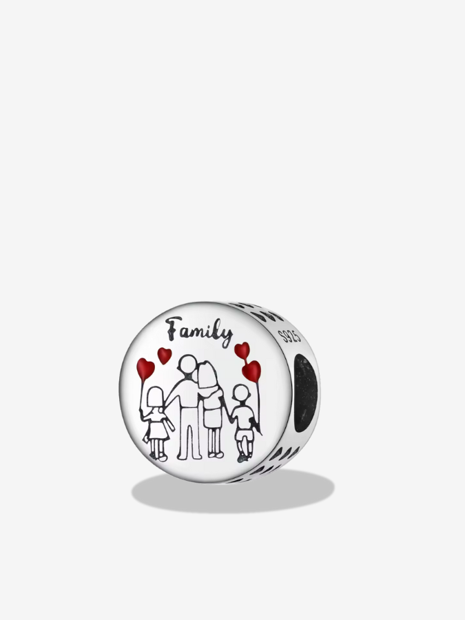 Family Holding Hearts Charm