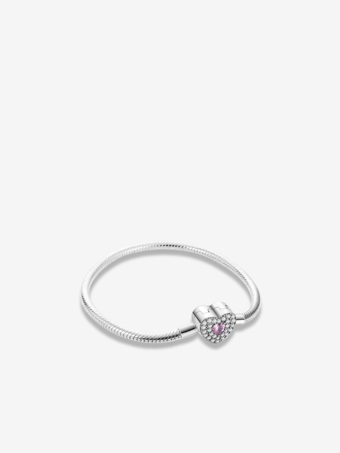 Pink Pavé Heart Clasp Bracelet