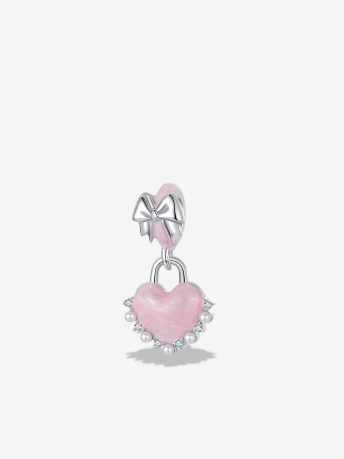 Pearl-Laced Heart Lock Charm