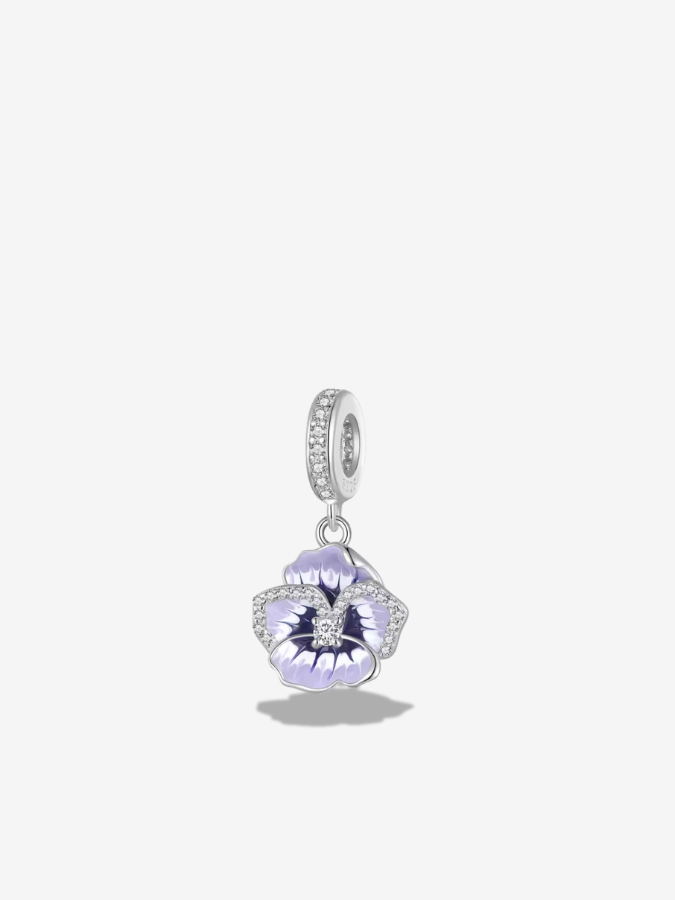 Sparkling Violet Pansy Charm