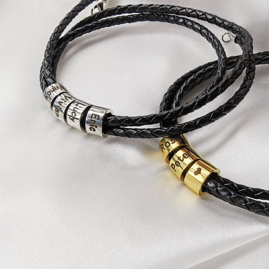 Custom Engraved Leather Bracelet