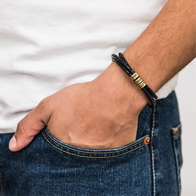 Custom Engraved Leather Bracelet