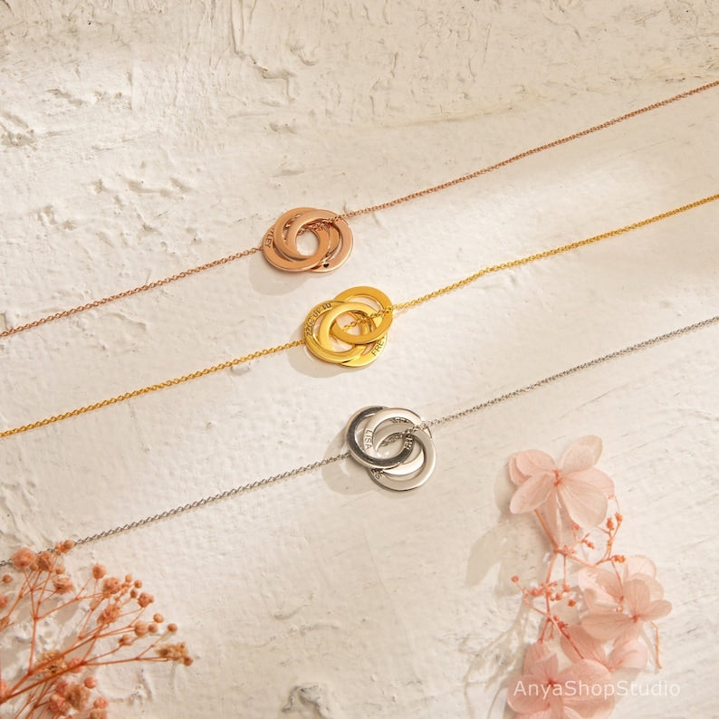 Personalized Interlocking Circles Necklace