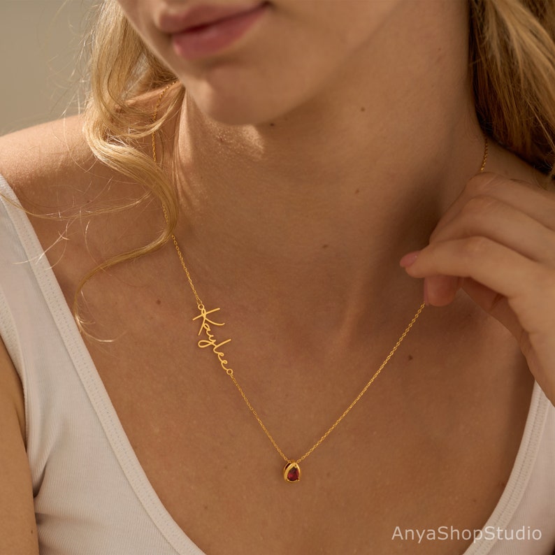 Custom Name Birthstone Necklace
