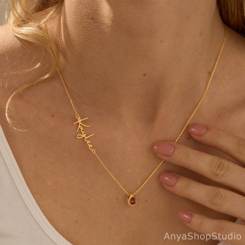 Custom Name Birthstone Necklace