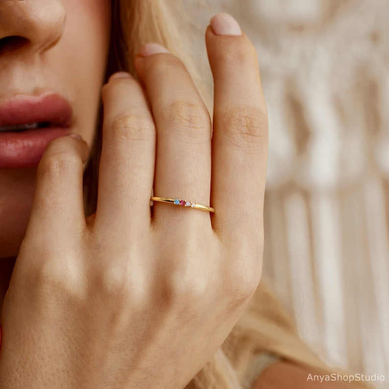 Custom Multi-Birthstone Ring