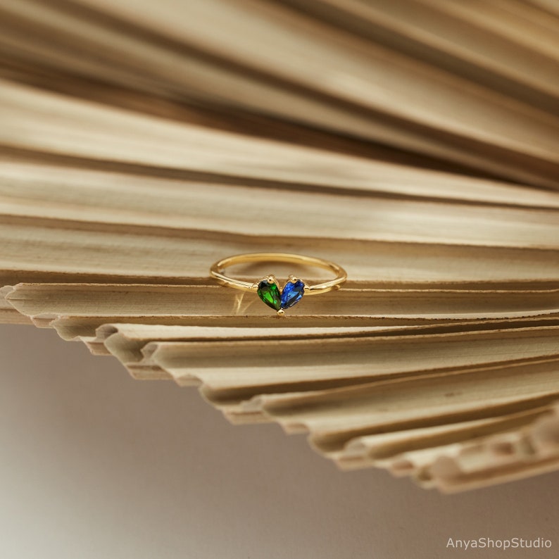 Custom Heart Birthstone Ring