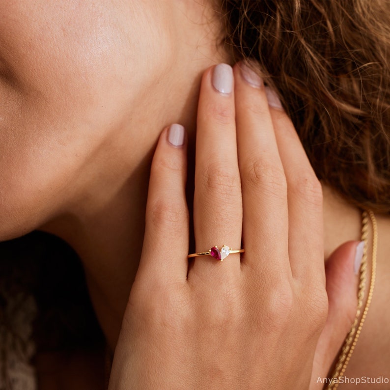 Custom Heart Birthstone Ring