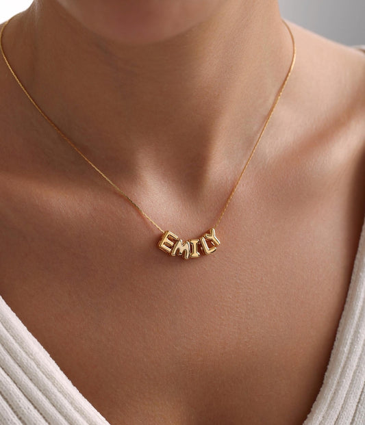 Tiny Balloon Name Necklace