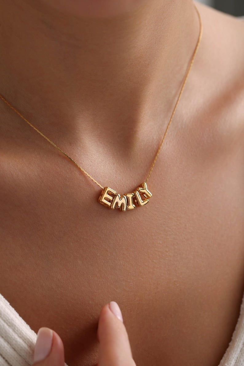 Tiny Balloon Name Necklace