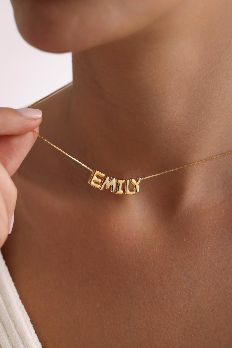 Tiny Balloon Name Necklace