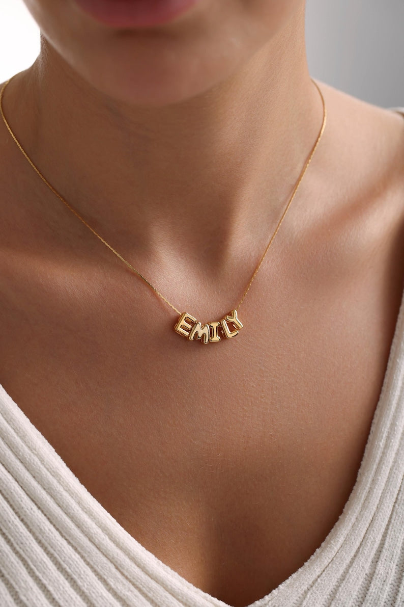 Tiny Balloon Name Necklace