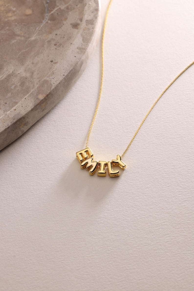 Tiny Balloon Name Necklace