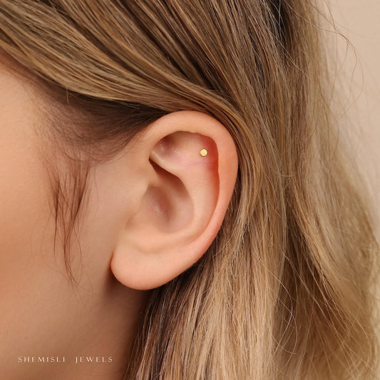 Tiny Disc Flat Back Earring