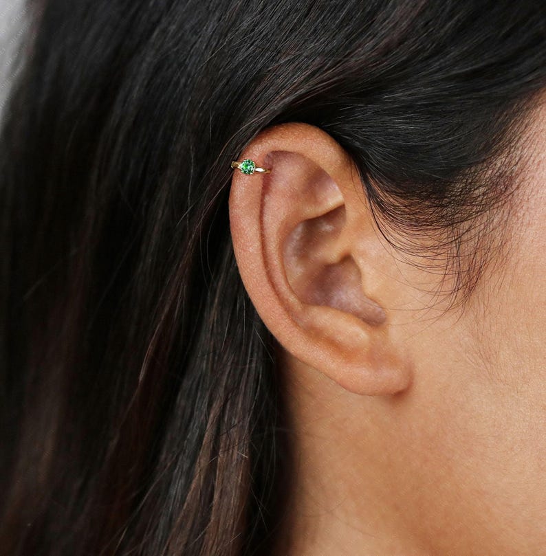 Tiny CZ Helix Hoop Earring