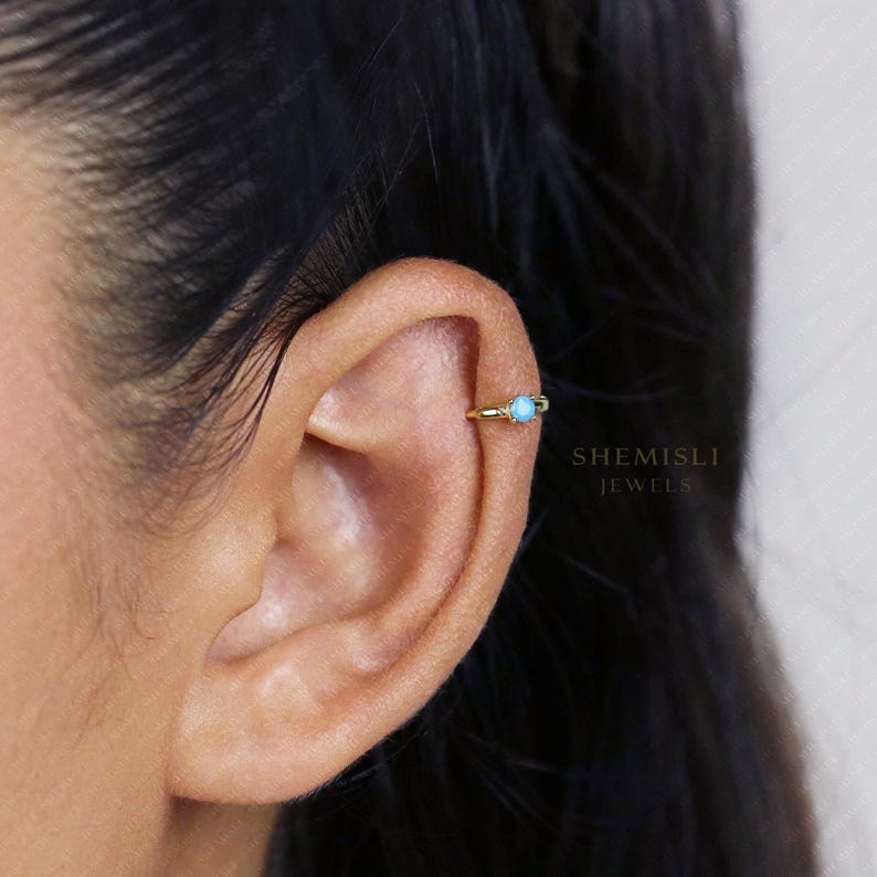 Tiny CZ Helix Hoop Earring