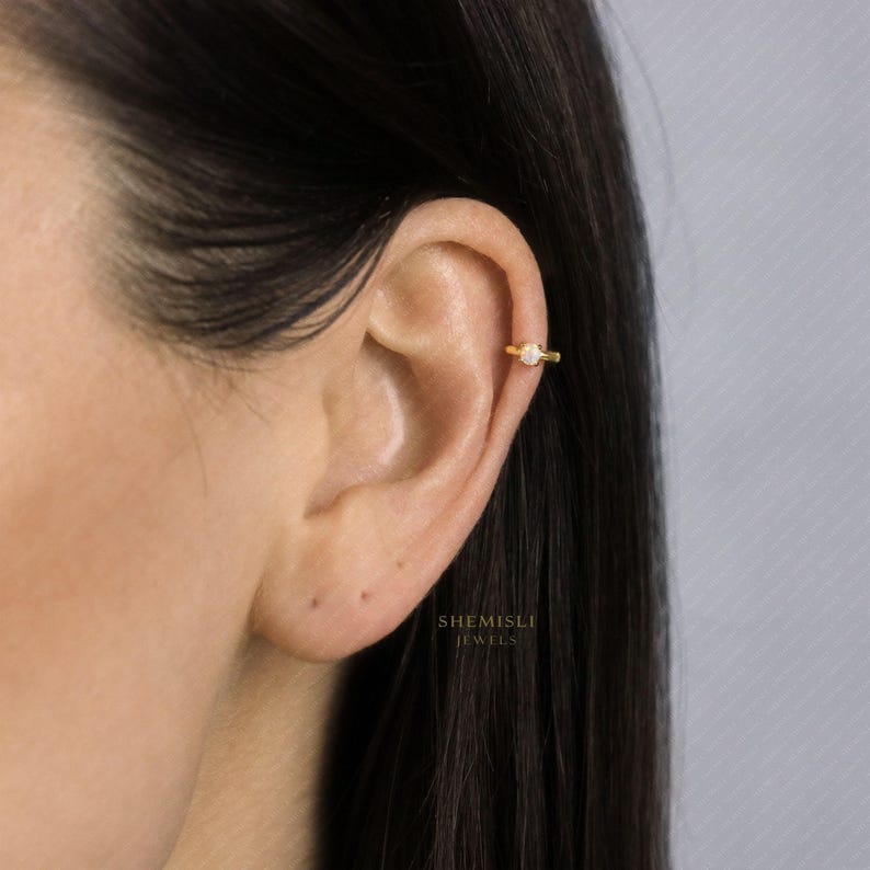 Tiny CZ Helix Hoop Earring