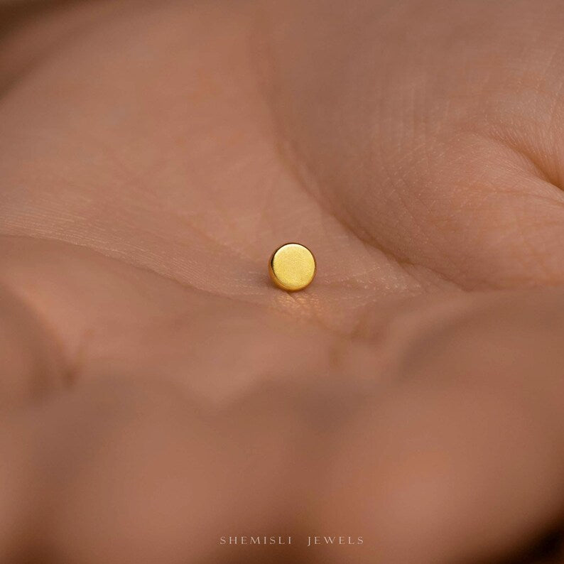 Tiny Disc Flat Back Earring