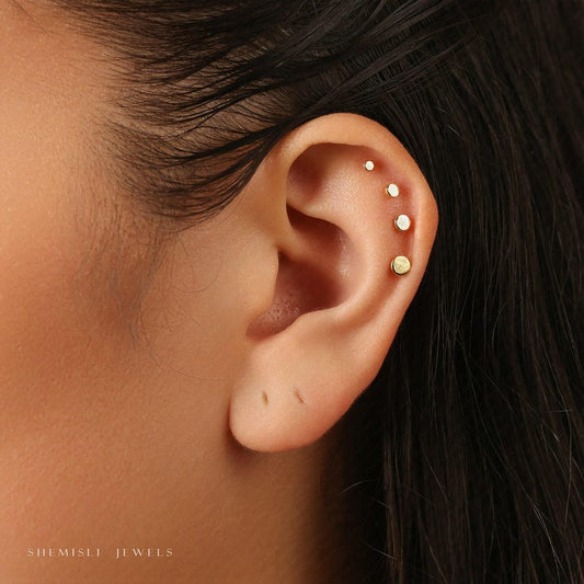 Tiny Circle Stud Earrings