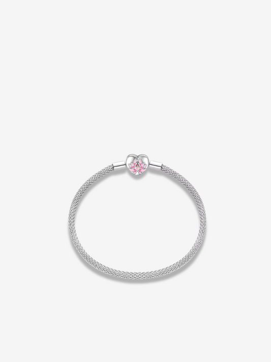 Pink Lotus Heart Mesh Bracelet