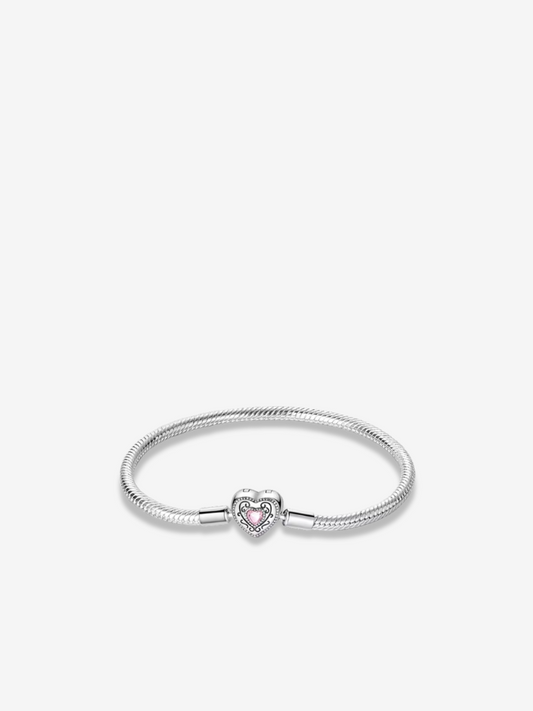 Blush Enamel Heart Clasp Bracelet