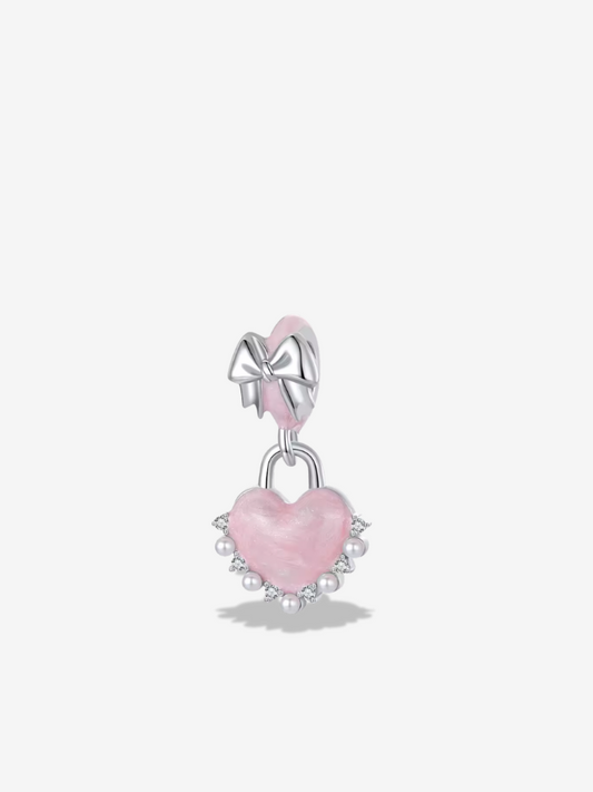 Pearl-Laced Heart Lock Charm