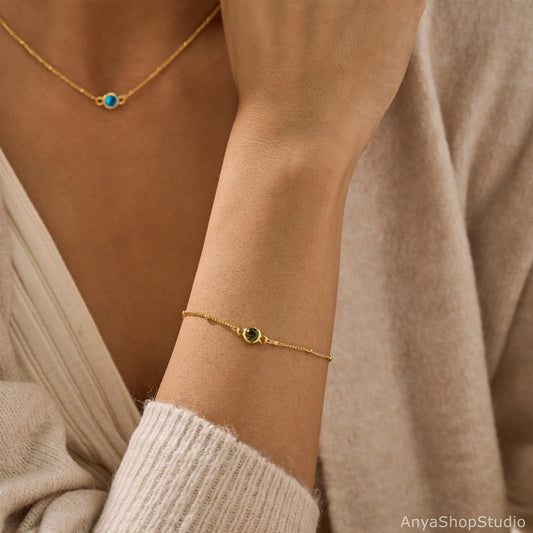 Minimalist Birthstone Bead Bracelet