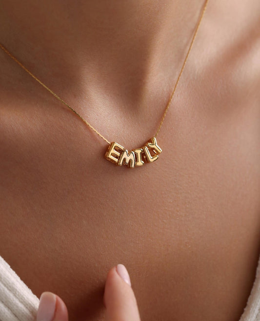 Tiny Balloon Name Necklace