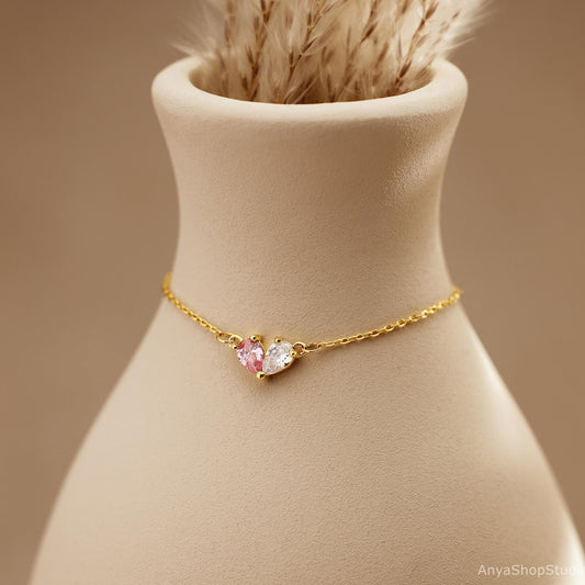 Custom Heart Birthstone Bracelet