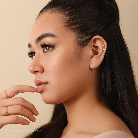 Tiny Circle Stud Earrings