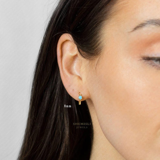 Tiny CZ Helix Hoop Earring
